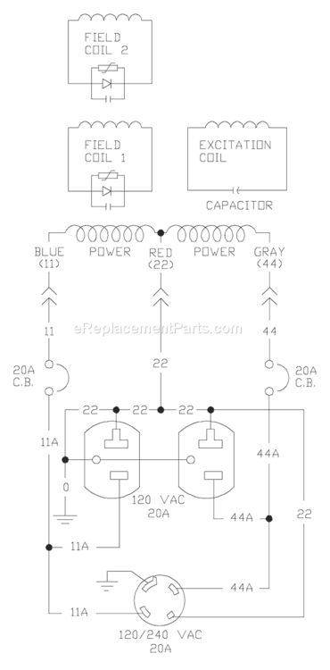 Page B Diagram and Parts List for 1658-0  Briggs and Stratton Generator